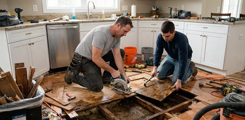 Kitchen Floor Water Damage Repair in Sammamish